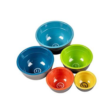 Imagem de Prepara Tigela de melamina de dois tons, conjunto de 5, multicolorida