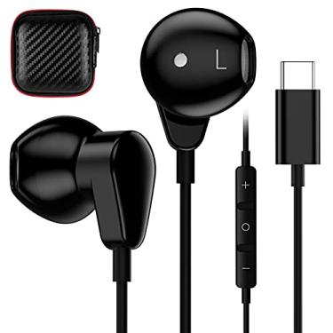 Imagem de Fone de ouvido USB C para iPhone 16 Pro Max 16e 15 Plus para Samsung S25 S24 S23 FE S22 S21 A16 A53 A54 Galaxy Z Flip 6 Type C Fone de ouvido com controle de microfone, cancelamento de ruído, fones de