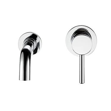 Imagem de Lavatório torneira do banheiro água quente e fria montagem na parede misturador pia torneira giratória banho com alça de alavanca única, prata cromado, 210 mm, China