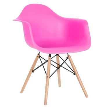 Imagem de Cadeira Charles Eames Eiffel Daw Com Braços E Pés De Madeira Clara Rosa Pink