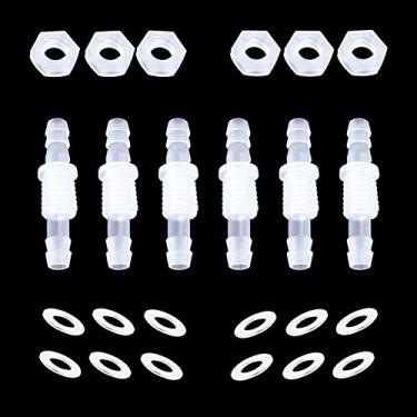 Imagem de ANPTGHT Encaixes adaptadores para mangueira de plástico com anteparo de 1,27 cm (1/2") para aquário, combustível, ar líquido com arruelas (pacote com 6)