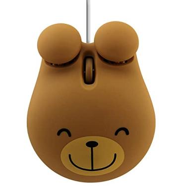 Imagem de Mouse óptico com fio USB em forma de urso animal fofo para notebook PC laptop 1200dpi 3 botões com cabo de 9 m (marrom)