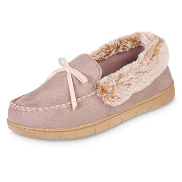 Imagem de isotoner Pantufas femininas mocassim de microcamurça antiderrapantes, para uso interno/externo, espuma viscoelástica, lavável na máquina, Woodberry, 7.5-8