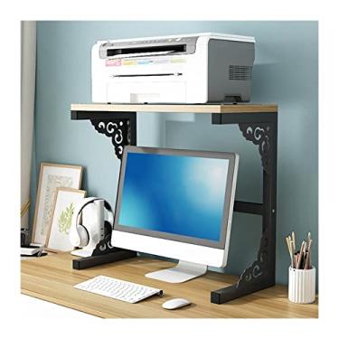 Imagem de KIZQYN Suporte de impressora em forma de moldura de aço suporte de impressora rack de armazenamento monitor de mesa multifuncional PC organizador de mesa de camada dupla suporte de monitor impressora de mesa (cor: C-60x32,5x49,6cm)