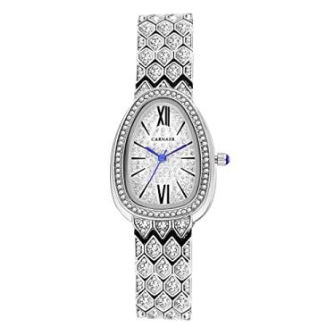 Imagem de LANCARDO Relógio de luxo de aço inoxidável para mulheres colorido com mostrador de zircônia cúbica cristal incrustado relógio de quartzo feminino tom prata para o Natal, Prata