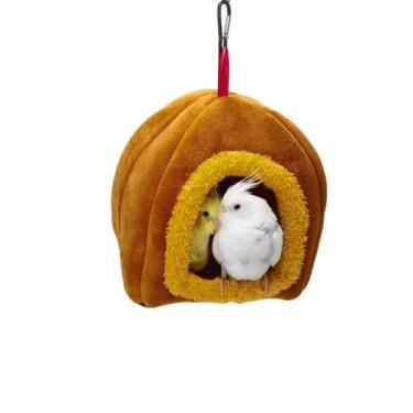 Imagem de Barn Eleven Ninho de pássaro quente de inverno, cama de rede para animais de estimação, periquito, calopsita e periquito, coopsita (laranja, cinza)