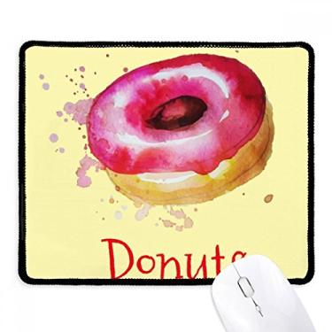 Imagem de Mousepad de sobremesa rosa pintado à mão aquarela com borda costurada para jogos