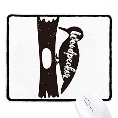 Imagem de Woodpecker Mouse pad preto e branco animal borda costurada tapete de borracha para jogos