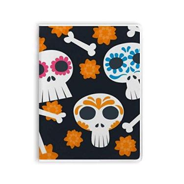 Imagem de Caderno de ilustração da cultura do México com flores de caveira Ossos capa de goma Diário capa macia