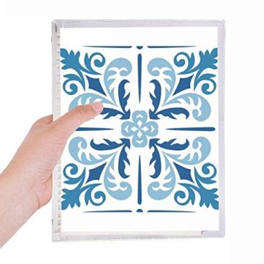 Imagem de Caderno de Ilustração de Flores Decorativas Marrocos Azul Folhas Soltas Diário Recarregável