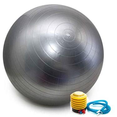 Imagem de Bola Pilates 65cm C/Bomba Cinza Yoga Abdominal Ginástica Fitness