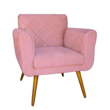 Imagem de Poltrona Decorativa Estofada Para Salão de Beleza Isabella Suede Rosa - LM DECOR