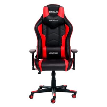 Imagem de MAX RACER - Cadeira Gamer Tactical - Poltronas Gamer de Aço, Cadeira Ergonômica para Jogos - Até150kg, Braços 3D, Giratória, Tecido Sintético P.U, Inclinação 180°, Almofada Cervical e Lombar -Vermelha