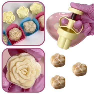 Imagem de Kit Ejetor Cortador Molde Marcador Pasta Americana Brigadeiros Max Bluestar Carimbo Flor Flores com 1 Ejetor e 4 Marcadores