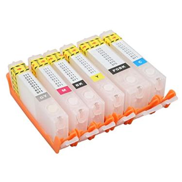Imagem de Jogo do Cartucho de Tinta da Impressora, Cartucho de Tinta de 6 Pces, Cartucho de Tinta Robusto Fluente do Reenchimento da Microplaqueta Permanente de 6 Cores para, Cartuchos