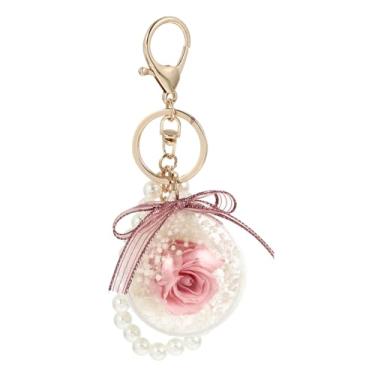 Imagem de Luxshiny Corda Chaveiro Flor Preservada Enfeite De Rosa Chaveiro Flor Eterna Chaveiro Rosa Falsa Chaveiro De Flor Pingente De Chaveiro De Pérola Pulseira Carro Acrílico Flores Artesanais