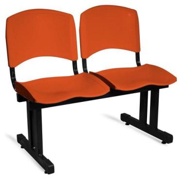 Imagem de Longarina Plástica 2 Lugares A/E Laranja Lara - Shop Cadeiras