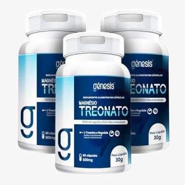 Imagem de Kit com 3 Magnésio treonato Genesis Farmeceutica Original (60 capsulas)