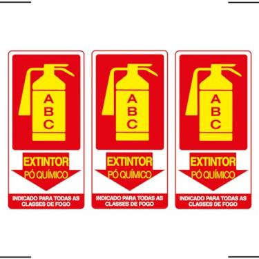 Imagem de Combo 3 Placas De Sinalização Extintor ABC Pó Químico 15x30 Ekomunike - X-705 F9e