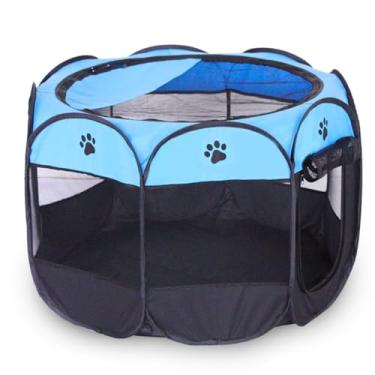 Imagem de Cercadinho Casinha Portátil Dobrável Pet Cães Gato Grande Gg (Azul)