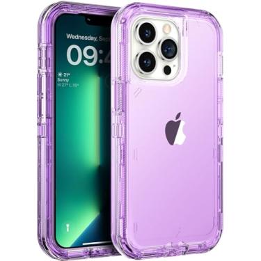 Imagem de ORIbox Capa roxa para iPhone 13 Pro Max/12 Pro Max, [proteção contra quedas de grau militar de 3 metros], capa transparente resistente à prova de choque antiqueda para iPhone 13/12 Pro Max, 6,7