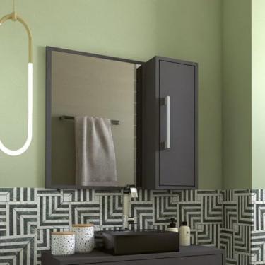Imagem de Espelheira para banheiro 1 Porta e 2 Prateleiras Alice Grafite
