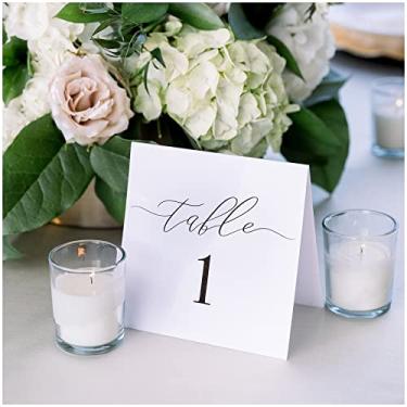 Imagem de Wedding Table Numbers Minimalist Black and White 1-20 Freestanding Table Numbers for Parties and Events | Reception Decorations