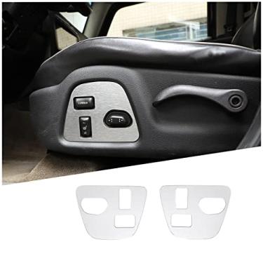 Imagem de Fgtagtal Ajuste para Hummer H3 2005-2009 Capa de acabamento de interruptor de ajuste de assento, capa antiarranhões, painel de moldura de decoração de assento dianteiro de carro, 2 peças, prata