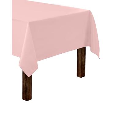 Imagem de Gee Di Moda Toalha de mesa retangular – 152 x 259 cm – Toalha de mesa retangular rosa para mesa de 1,8 m em poliéster lavável – Ótima para mesa de bufê, festas, jantares de férias, casamento e mais