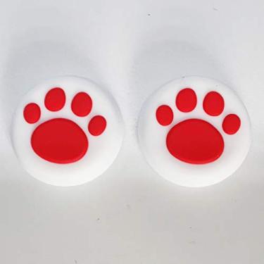 Imagem de 2PCS Analog Stick Thumb Stick Grips Thumbsticks Joystick Cap for PS5 PS4 Slim Pro PS3 Xbox one Xbox 360 PS2 Xbox one X S Elite Switch Pro Wii U Controller White-Red Paw