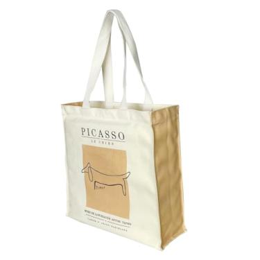 Imagem de LZ Bolsa de mão feminina de grande capacidade, bolsa de compras, pintura a óleo Monet, com zíper biblioteca, laptop, Girassol, Medium