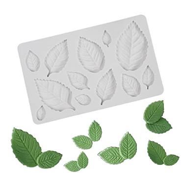 Imagem de Molde de silicone 3D mini folhas de rosa molde de fondant para cupcake ferramenta de decoração de bolo de chocolate molde de pasta de goma sugarcraft assadeira (moldes de folhas de rosa 1)