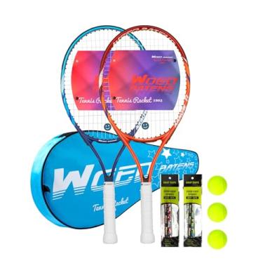 Imagem de Raquete de tênis infantil de 48 cm 58 cm 63,5 cm raquete de tênis juvenil com bolsa de transporte de bola de tênis, overgrips vibrações amortecedores..