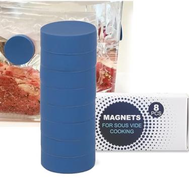 Imagem de TonGass Pacote com 8 pesos magnéticos Sous Vide funciona em todas as máquinas de sous vide, ímãs revestidos de silicone para manter os sacos submersos e evitar flutuação, ímãs potentes e seguros para