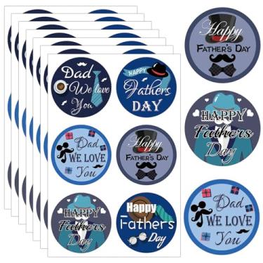 Imagem de 180 peças adesivos Happy Father's Day 5.1 cm Best Dad Labels Dad We Love You Fathers Birthday Party Stickers Father's Day Gift Tags for Gift Cards Envelope Seal Decoration
