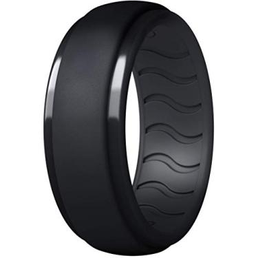 Imagem de Dookeh Anéis de casamento de silicone masculinos respiráveis, alianças de anel de borracha para homens, aliança de noivado camuflada azul preta, melhor para treino, pacote com 1 a 4 a 7