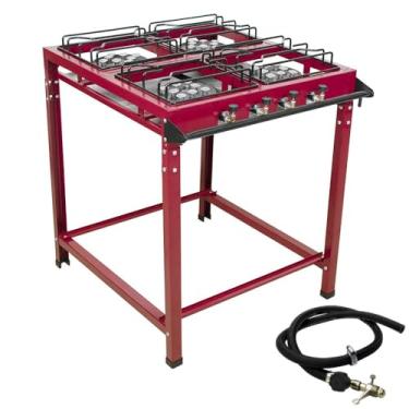 Imagem de Fogão Industrial Grande 4 Bocas Alta Pressão ROA c/Mangueira