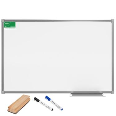 Imagem de Kit Lousa Quadro Branco Moldura Alumínio 80x60 Cm + 1 Apagador + 2 Canetões