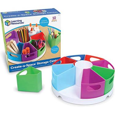 Imagem de Learning Resources Create-a-Space Storage Center, armazenamento de material escolar em casa, cores brilhantes, conjunto de 10 peças