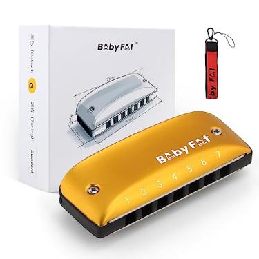 Imagem de BabyFat Conjunto de mini gaita azul de 7 furos, gaita diatônica com cordões gratuitos, presentes para jogadores profissionais e iniciantes, instrumento musical fácil de tocar (chave de G)