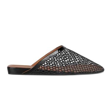 Imagem de DOEYG Sapato feminino de malha arrastão rasteiro confortável sem cadarço largo casual verão, Preto, 37