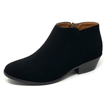 Imagem de Soda Bota feminina de bico redondo, camurça sintética, salto empilhado, cano curto, Nobuck preto, 35
