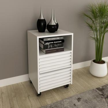 Imagem de Gaveteiro Para Escritório Ripado Com Rodizio 2 Gavetas ME4175 Tecno Mobili - Branco