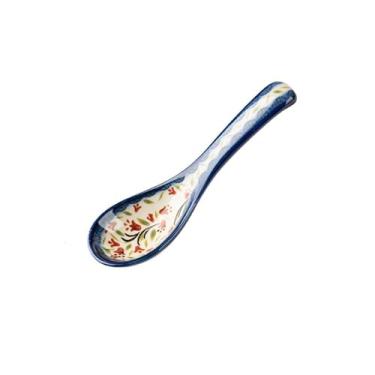 Imagem de Tigelas de sopa de cerâmica, conjunto de tigelas coloridas para cozinha, microondas e lava-louças para salada, macarrão, arroz, aveia, frutas (colher pequena (engrossada))