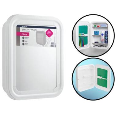 Imagem de Armário De Plástico Sobrepor Com Tampa E Espelho Para Banheiro Toalete