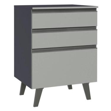 Imagem de Balcão Armário de Cozinha 60 cm 3 Gavetas Com Pés Cinza Nice Madesa, C