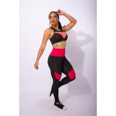Imagem de Conjunto Fitness Feminino Calça Legging Cintura Alta Esportiva Detalhe