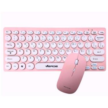 Imagem de Kit Teclado e Mouse Rosa Silencioso Wireless Keyboard 2.4GH - Verde