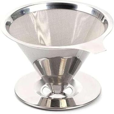 Imagem de Filtro de Inox Coador de Café Inox Grande Lavável Reutilizável Sem Pap
