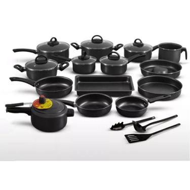 Imagem de Conjunto panelas antiaderente 17 peças preto - Marpal